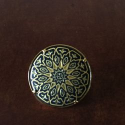 Vintage Spanish Damascene Floral Round Pin/Broach