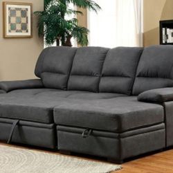 Brand New Grey Sectional Sofa Storage Sleeper 