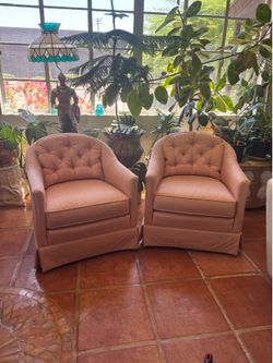 Pair of Pink MCM Barrel Chairs