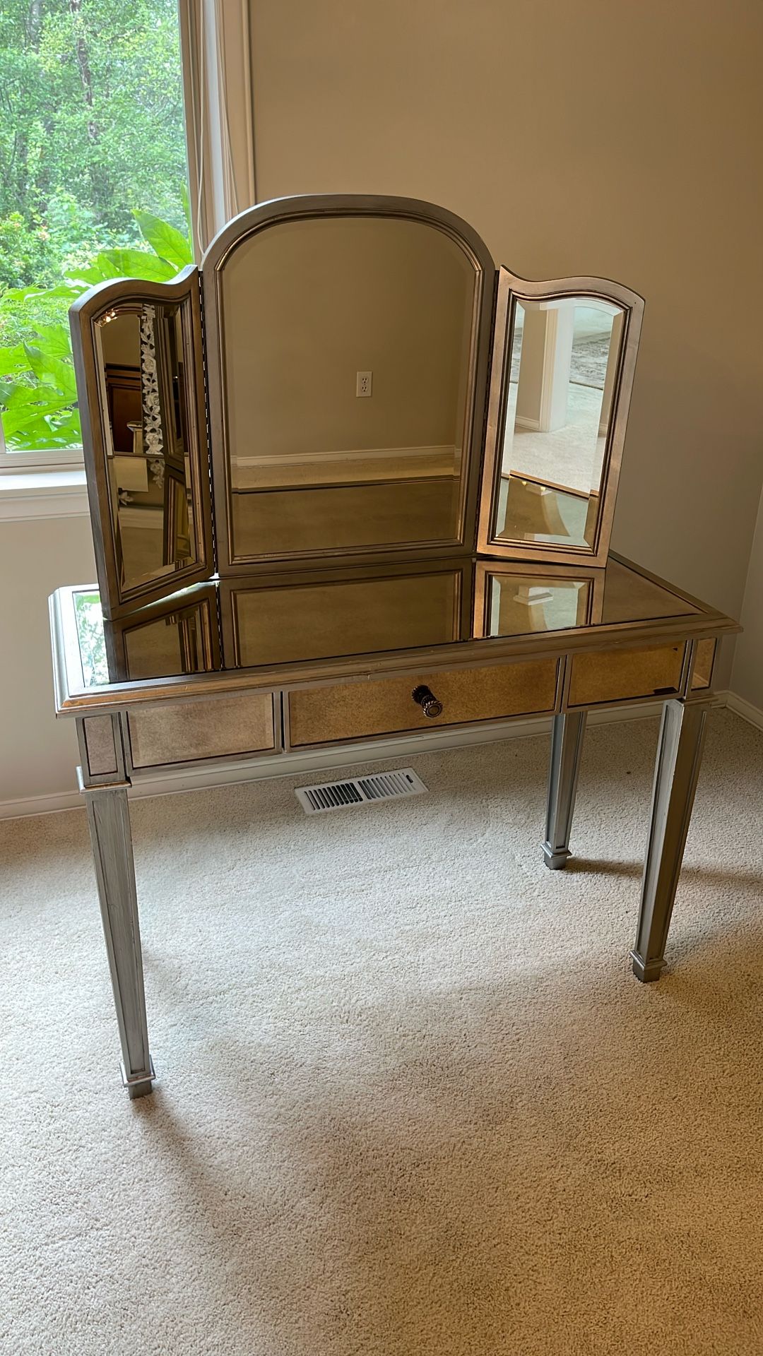 Mirrored/Glass Desk - Vanity Pier One