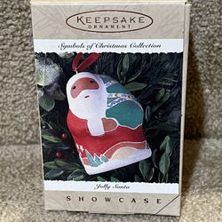 Jolly Santa`1995`Showcase-Symbols Of Christmas Collection,Hallmark Ornament Nice