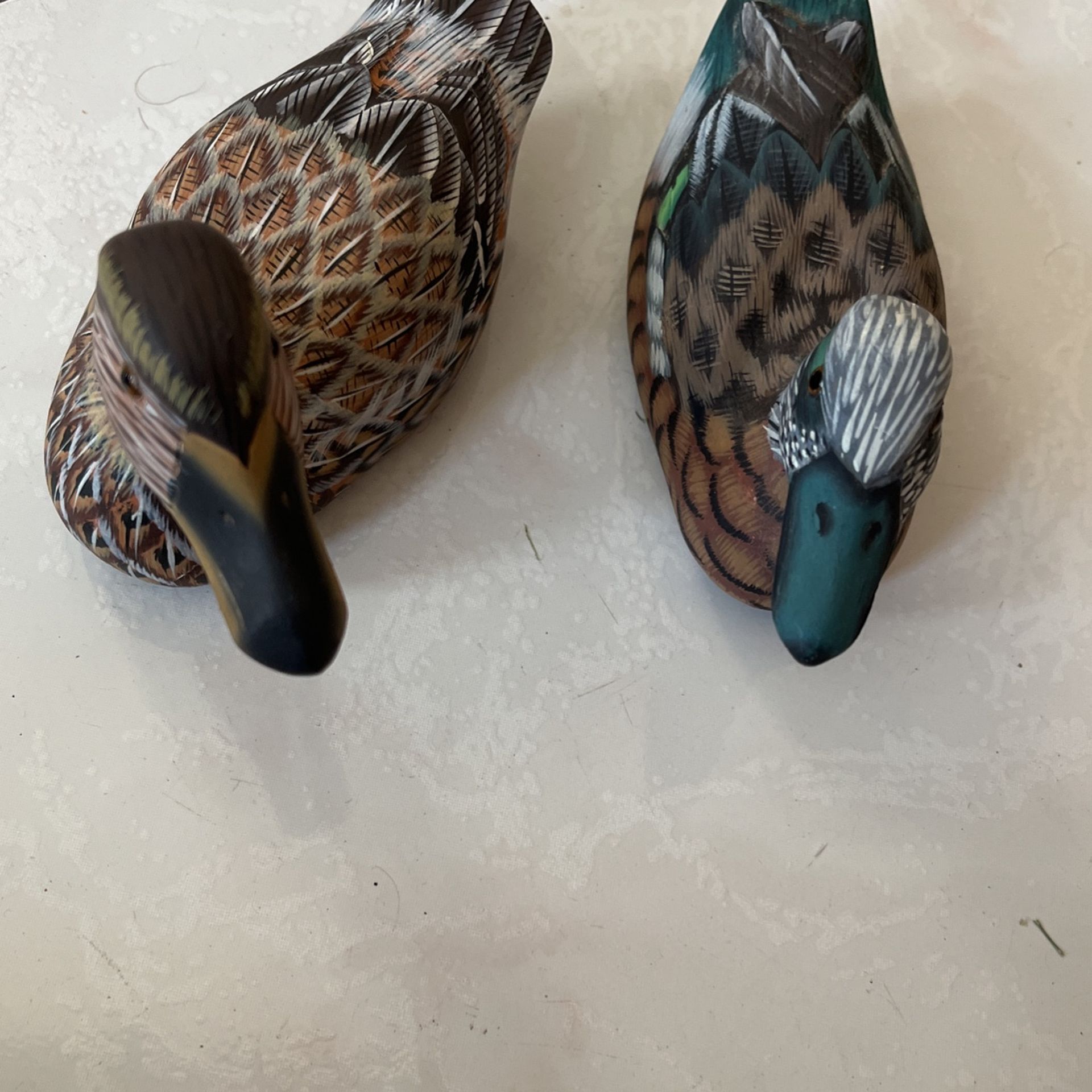 2 Hand Made And Painted Wooden Ducks