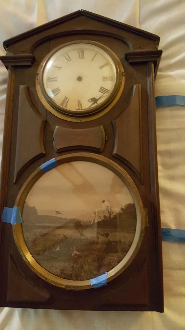 Antique wall clock-needs some TCL, as is