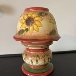 Vintage Home Interiors Ceramic Sunflower Candle Lamp Holder Fairy Lamp 