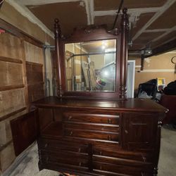 Solid Wood Dresser W/Mirror 
