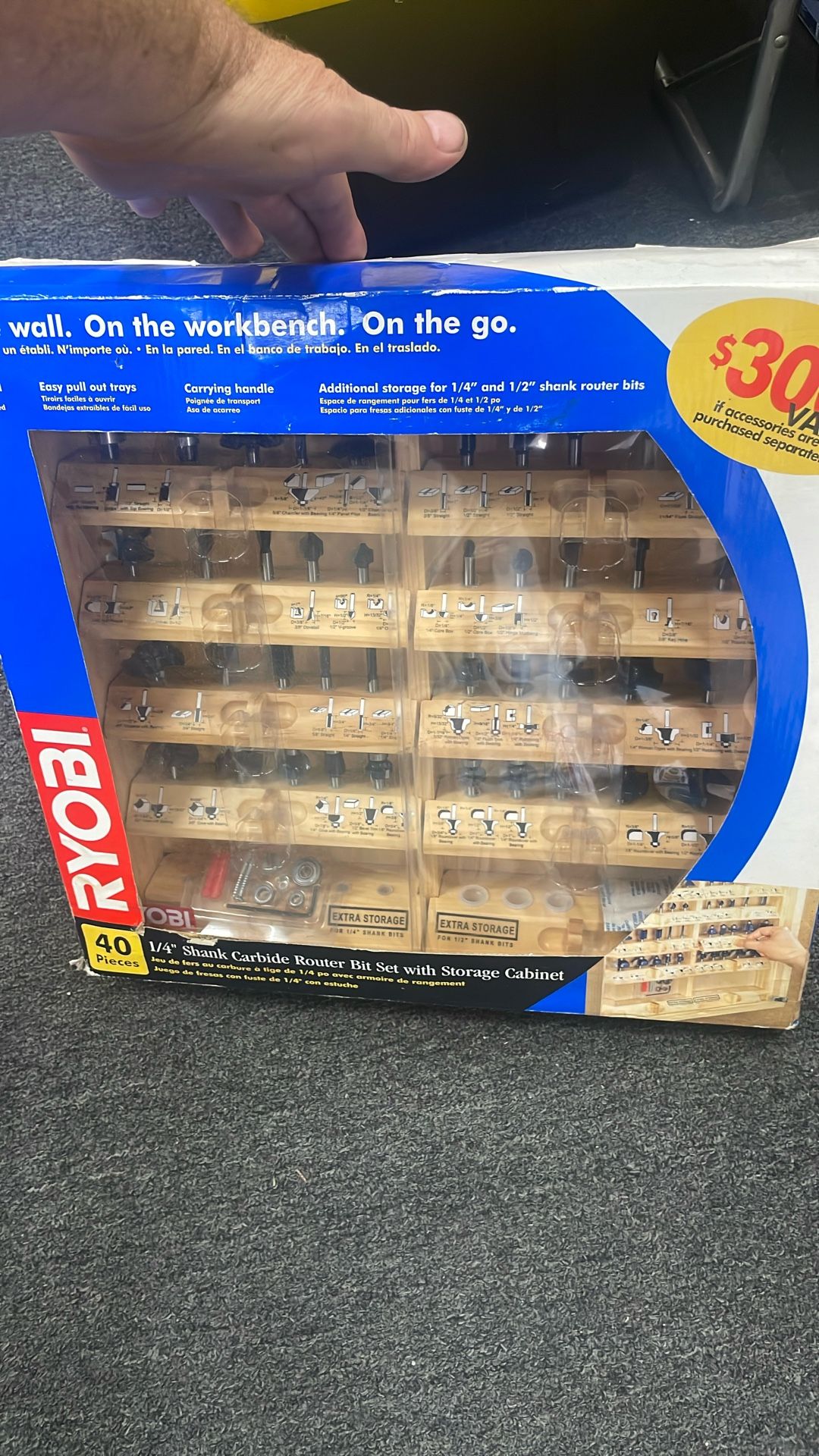 Ryobi 40pc Router Bit Set Woodworking 1/4 Shank + Cabinet New Carpenter Maker