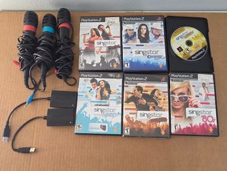 SingStar! PlayStation 2- Mics, Adapter, 6 Games
