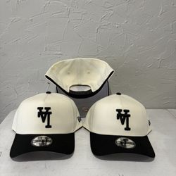 MLB New Era Los Angeles Dodgers Off White Black Upside Logo 9forty A Frame SnapBack Hats 