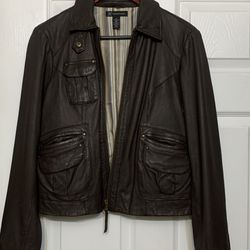 INC International Concepts Size Large Women’s Brown Leather Jacket