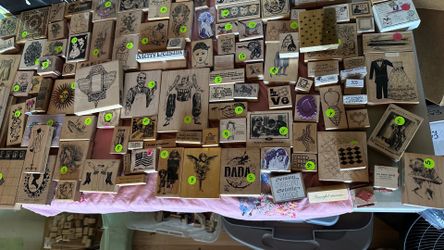 Vintage wood mount rubber stamps & new  cling