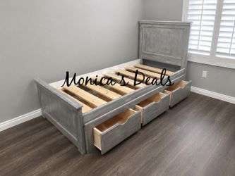 Twin Solid Wood Bed Frame With 3 Drawers $520