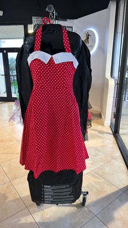 Red Polka Dot Halter Swing Dress
