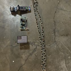 Truck Hitch - 6ft Chain And Hitch Lock - Flag Hitch Cover $75