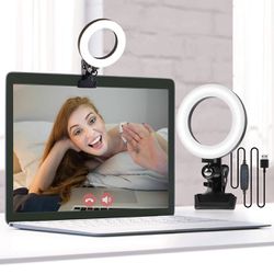 Video Conference Lighting Kit, Firbon Ring Light for Laptop with 3 Switchable Light Modes for Zoom Meeting, Remote Working, Live Streaming