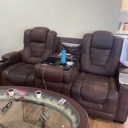 3 piece leather electric reclining couch for sale