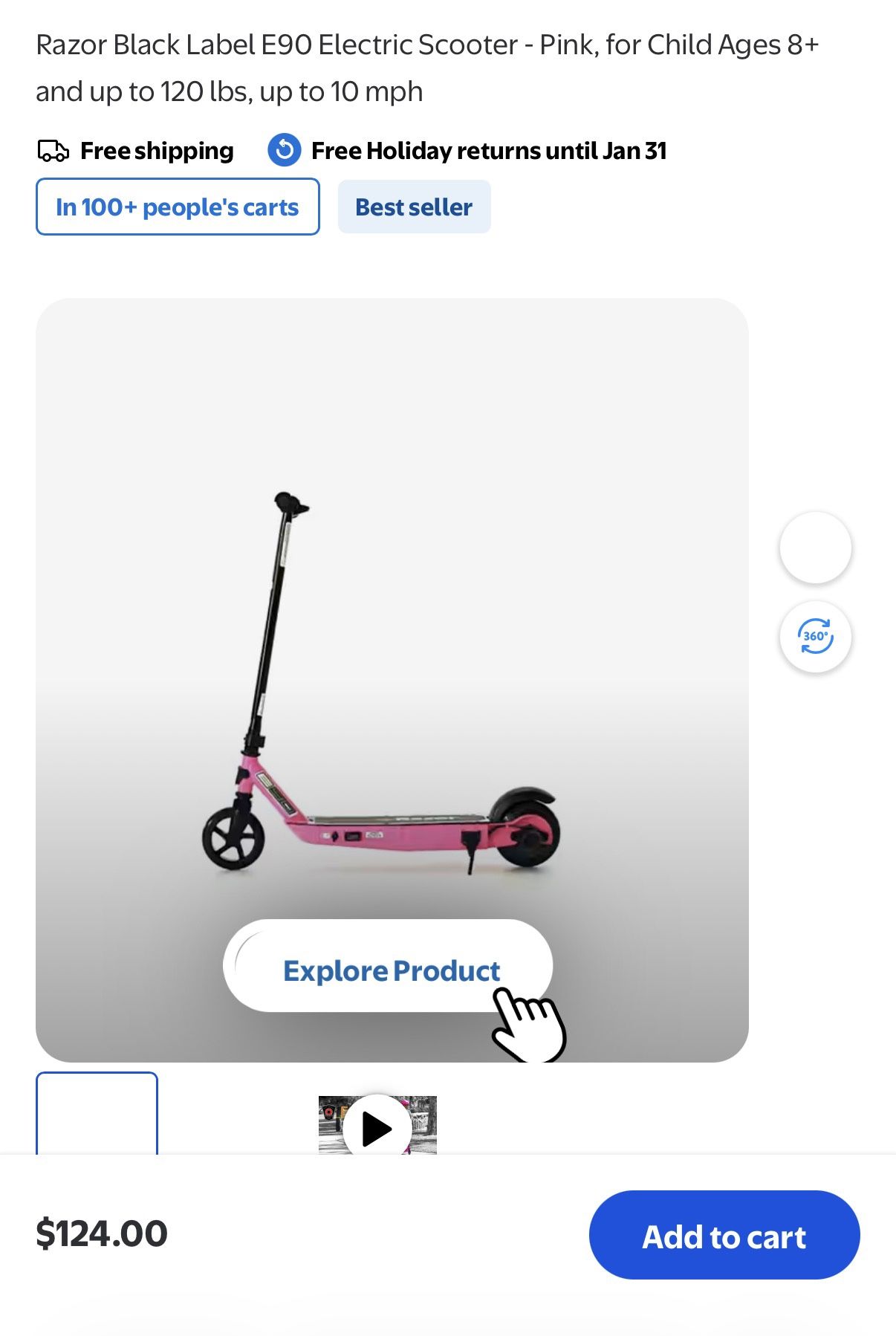 Razor Black Label E90 Electric Scooter - Pink