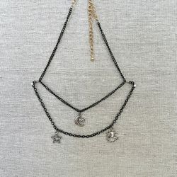 Double Necklace Choker Black Punk Chain. Adjustable With Lobster Clasp. For Women Or Teen Cute With Dangling Charms 3. 90s Vintage Jewelry Choker Cute