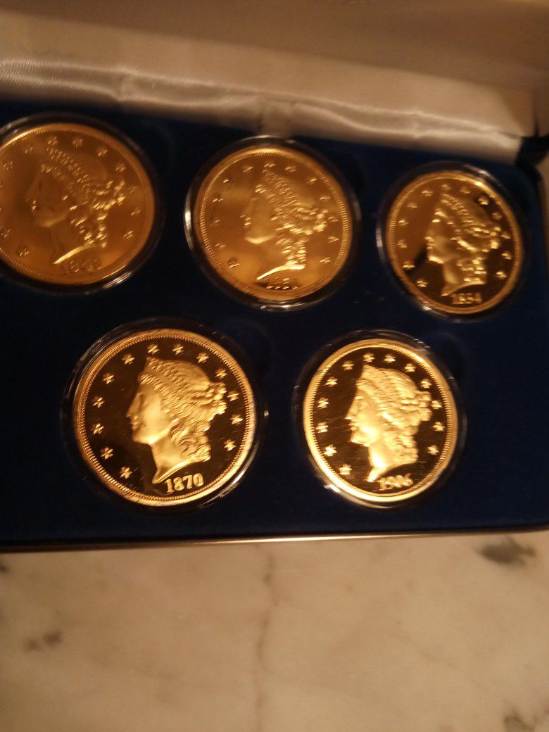 $20 Gold Liberty Heads Gold Over Silver Copies 1 One Troy Ounce All Key Dates Beautiful Set