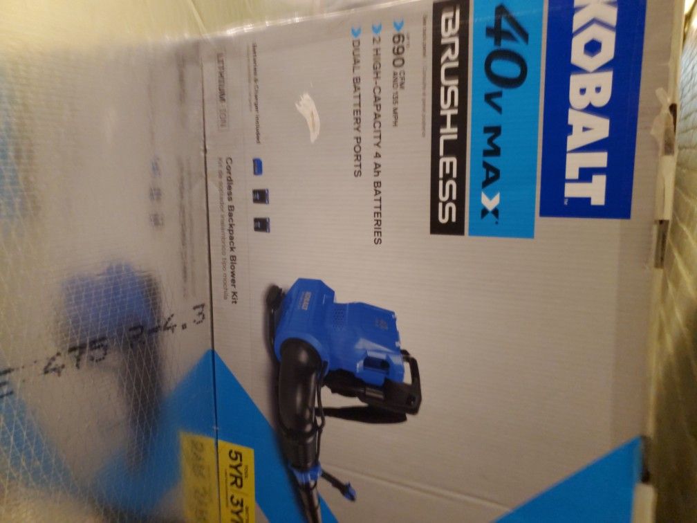 KOBALT 40 V MAX BACK PACK BLOWER