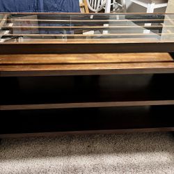  Luxury Modern Glass Top TV Stand / Media Console – Crown Mark – 54” Wide