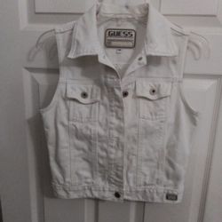 Guess White Denim Vest