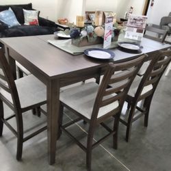 6 pcs counter height Dining table w/table storage