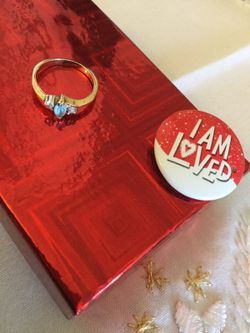 Gold Ring with Light blue gemstone 🦋💍💎Check out my OfferUp !