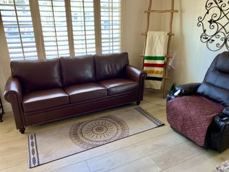 Excellent brown, faux, leather couch Rancho Cucamonga