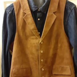 Two Mens Leather Vests