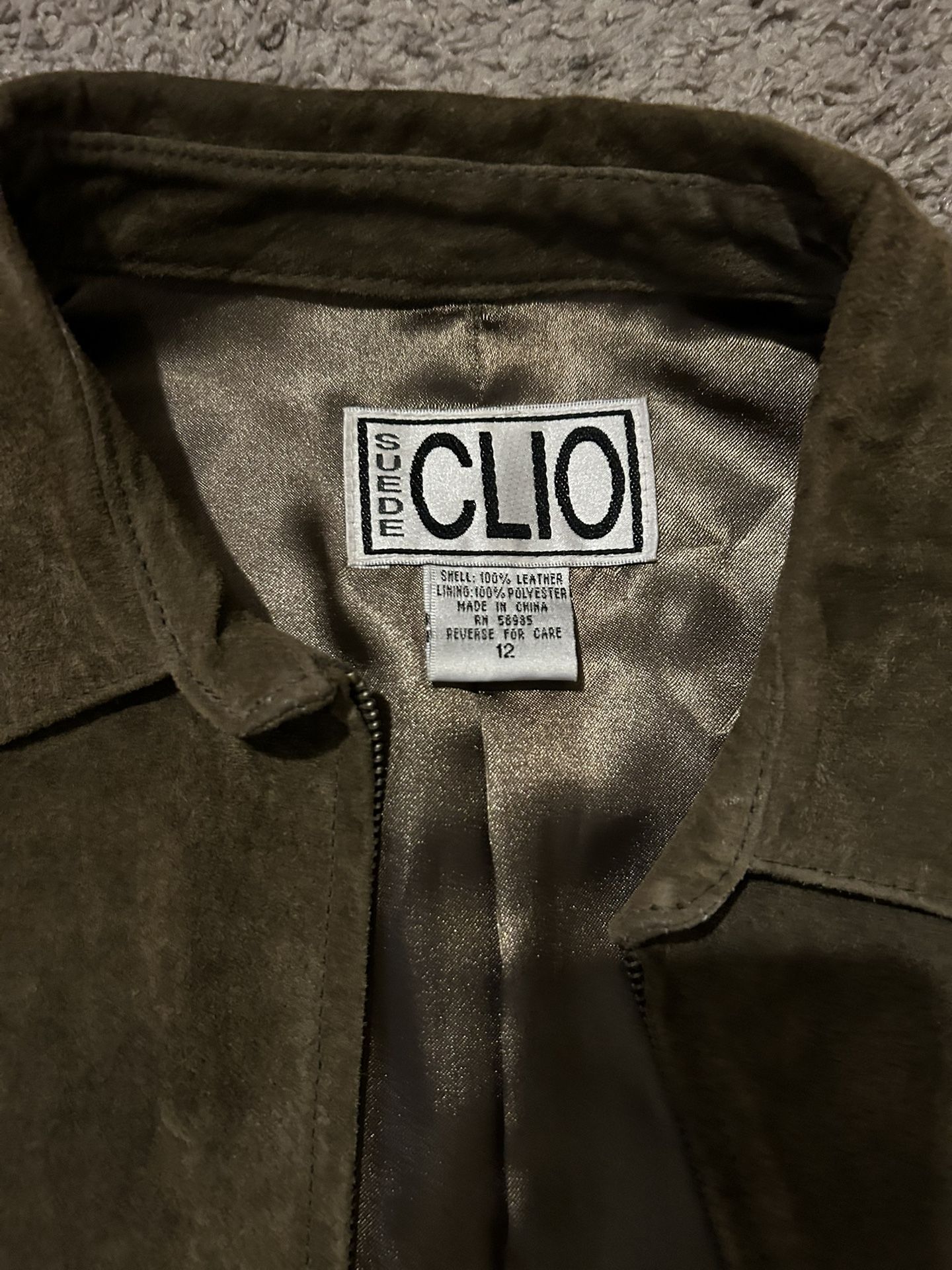 CLIO Brown Suede Leather Jacket Coat