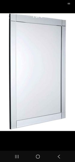 Hamilton Hills Rectangular 30x40 inch Silver Framed Vanity Mirror | Beveled Edge Squared Corner Frame Vanity Wall Mirror | Classy Decorative Bathroom 
