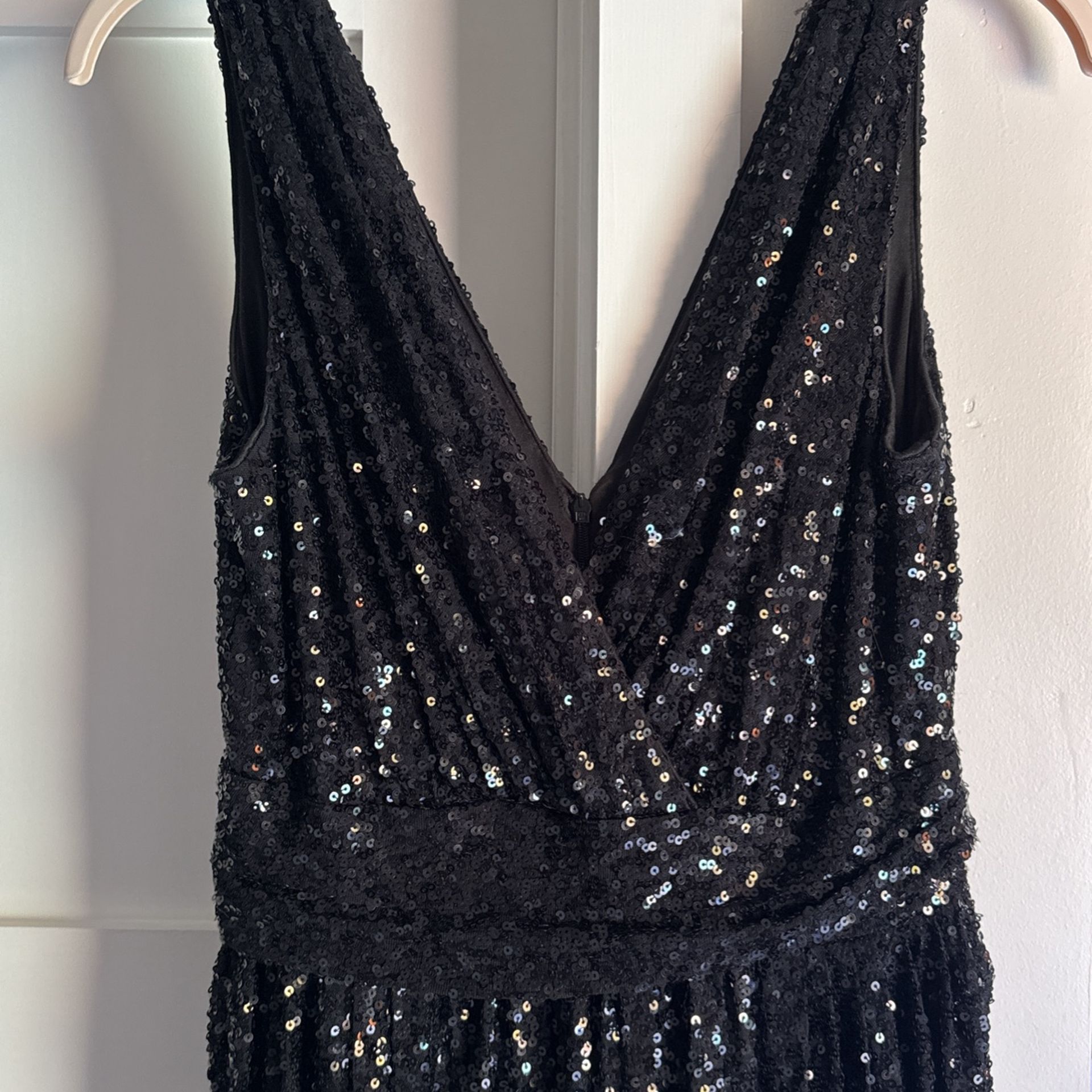 Black Sequin Badgley Mischka Gown Size 12