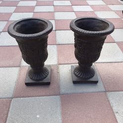 New Flower Pots Made Out Of Cement Size 15 inches tall X 9 Inches Wide 