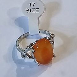CARNELIAN NEW SIZE 7 FOREVER SILVER CABOCHON  EUROPEAN STYLE RING