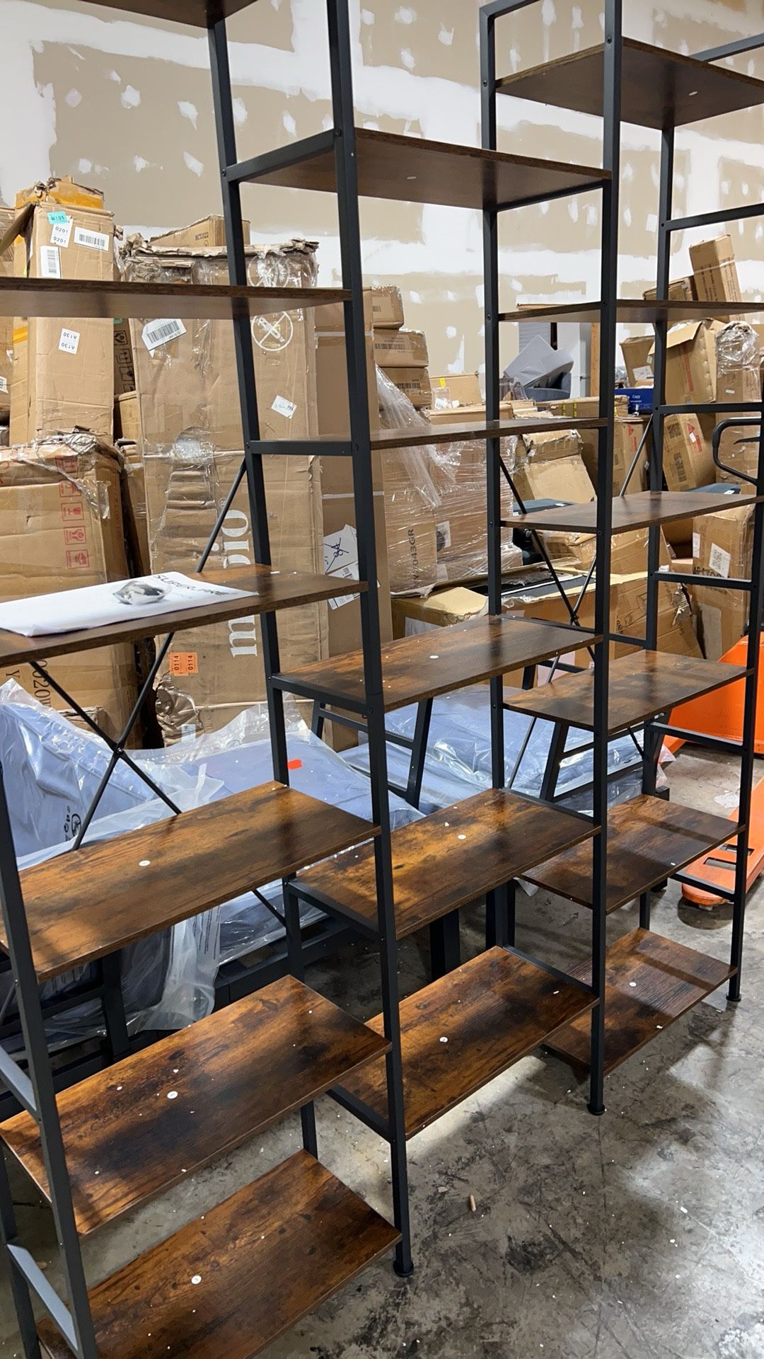 š„Spicer discount š„Bookcases and Bookshelves Triple Wide 5 Tiers Industrial Bookshelf with Baffles Large Etagere Bookshelf with Metal Frame for Livin