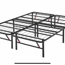 Full  Foldable Metal Platform Bed Frame with Tool Free Setup, 14 Inches High
