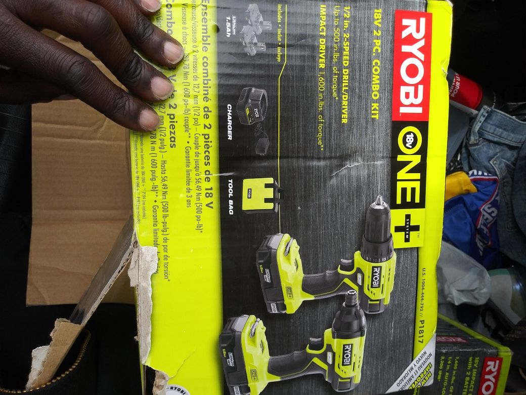 Ryobi18v drill set an battery pak