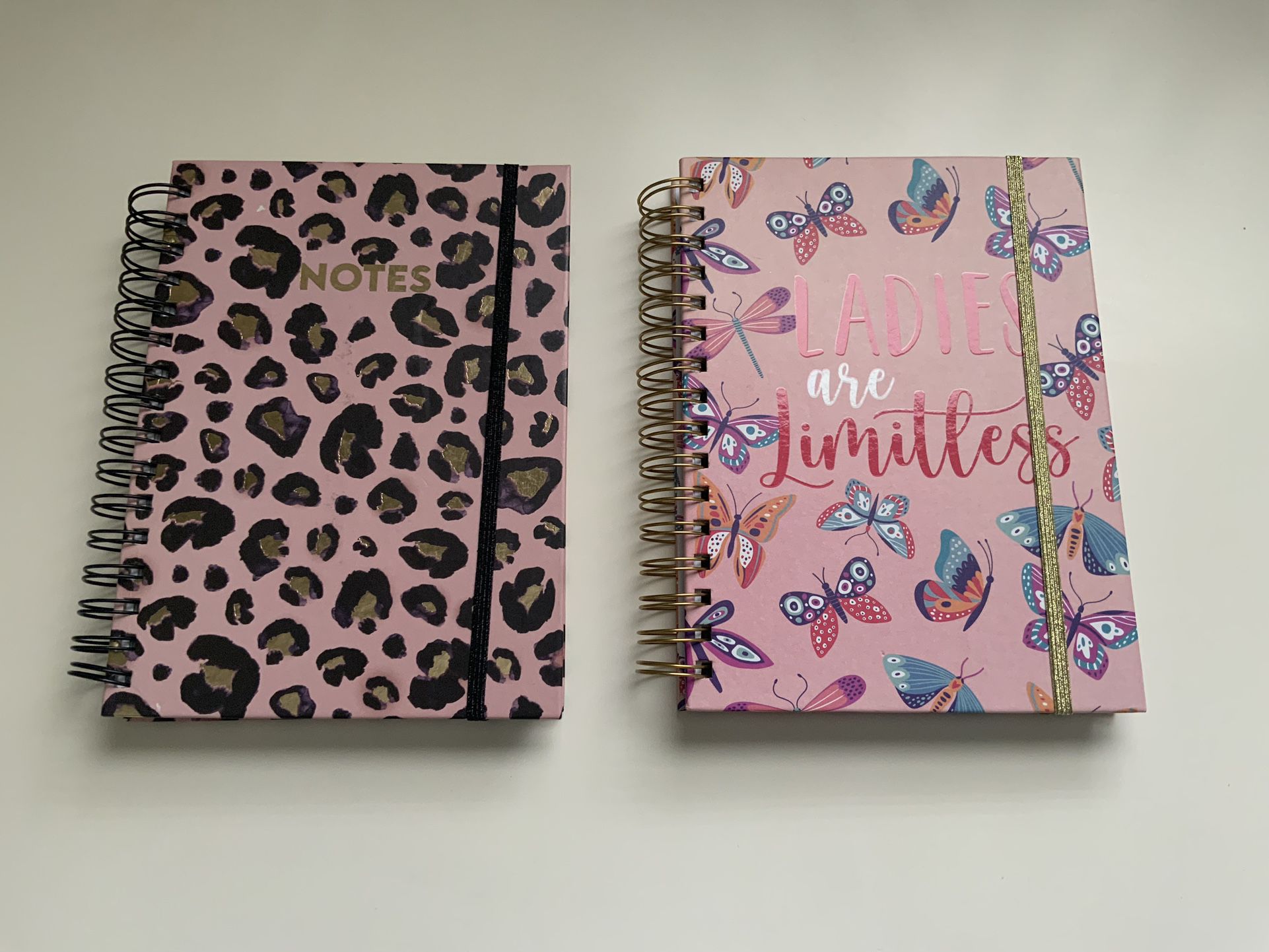 Paper Tales Book Notebooks 2pc) Spiral Planners 6"x8, Butterfly & Leopard Design