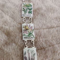 Vintage Swedish Enameled Panel Bracelet