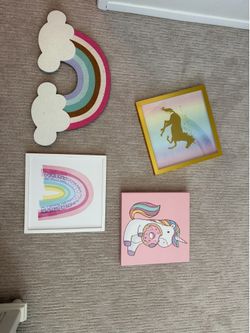 Rainbow and unicorn bedroom decor