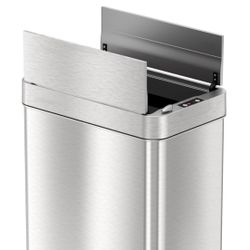iTouchless 18 Gallon Wings Open Kitchen Trash Can with Lid and Odor Filter, Dog Proof Lid Lock 68 Liter Slim Stainless Steel Garbage Bin