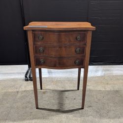 Vintage Three-Drawer Nightstand with Serpentine Front