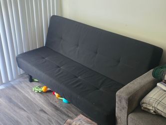 Black Fabric Futon Sofa Bed