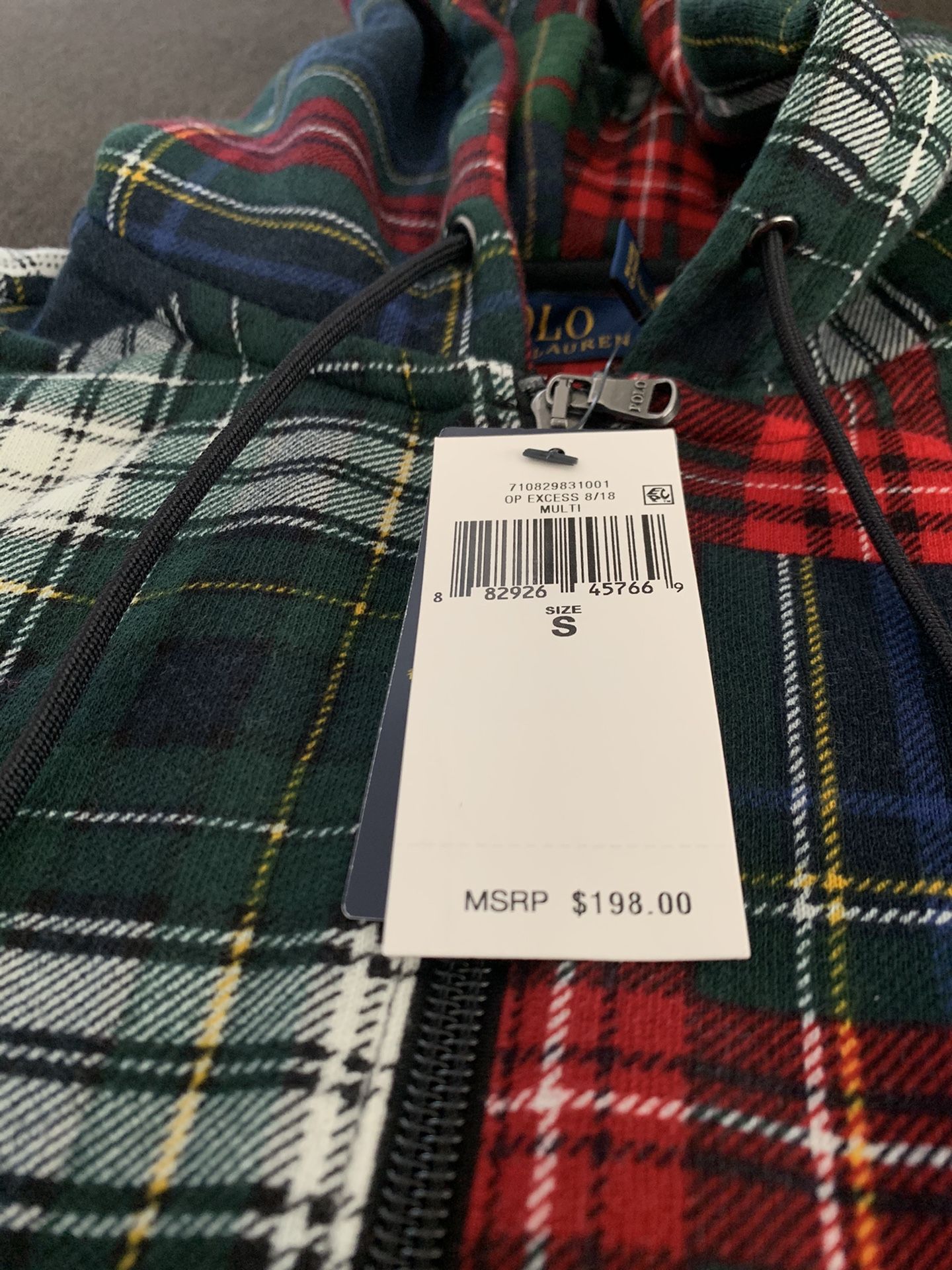 Polo Ralph Lauren Patchwork Plaid Fleece Hoodie Size Small Brand