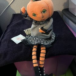 Halloween Plush Pumkinhead Doll 24 In H