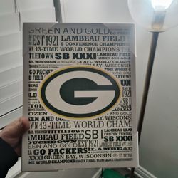 Green Bay Packers Foot Ball Framed Sign