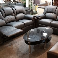 Brand New Black Or Brown Manual Reclining Sofa + Loveseat 2PCs Set