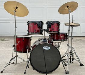 SP RED/BLACK Drum Set with Cymbals and Hardware