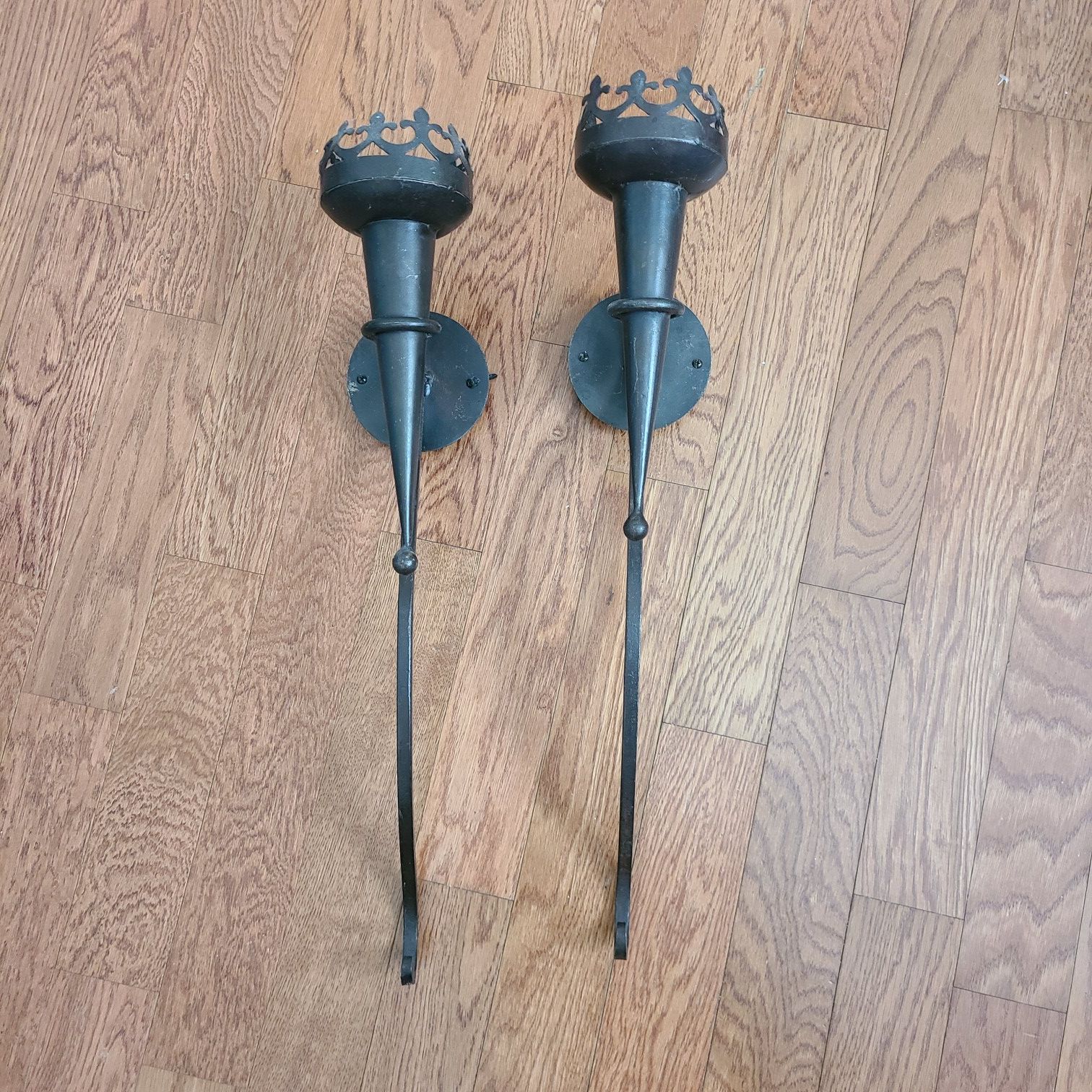 2 wall mount metal candle holders