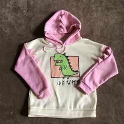 Women’s Dinosaur Sweatshirt Long Sleeve Splice Tops Cartoon Hoodie 
